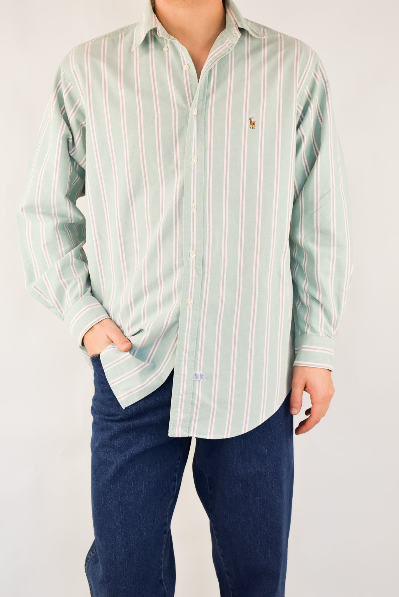Dark Green Striped Shirt
