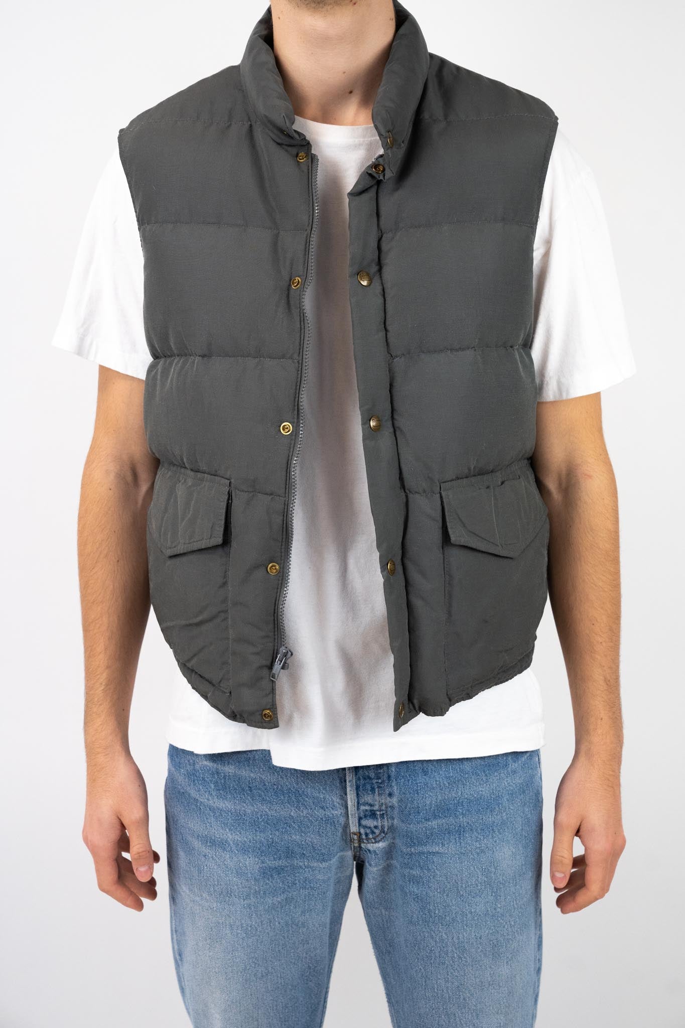 Grey Down Vest Vintage Fabrik