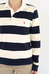 Navy Striped Rugby Polo