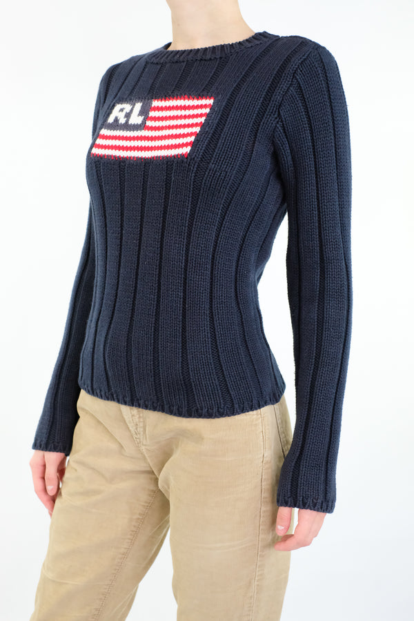 Navy Knitted Flag Sweater