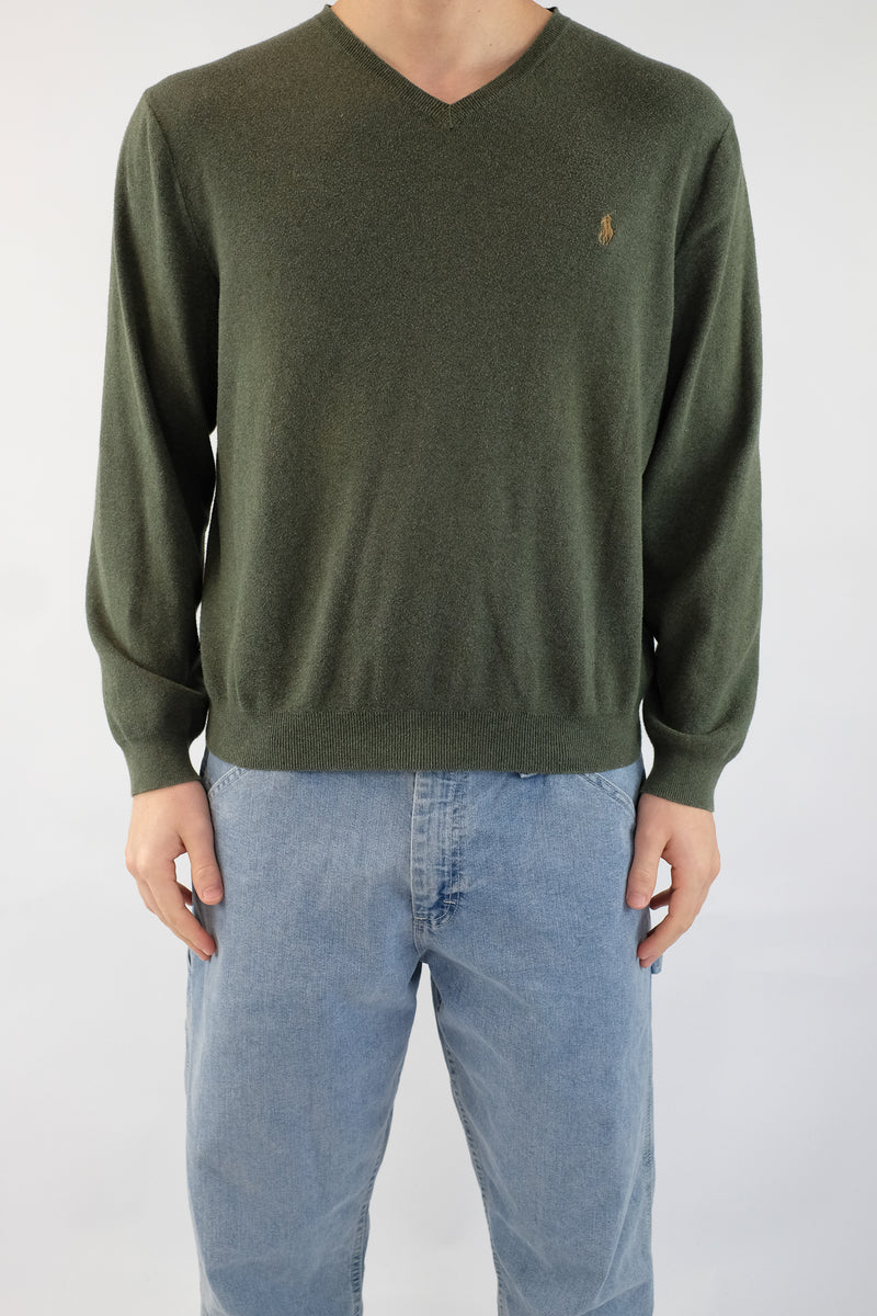 Green V-Neck Sweater