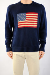 Navy Knitted Flag Sweater