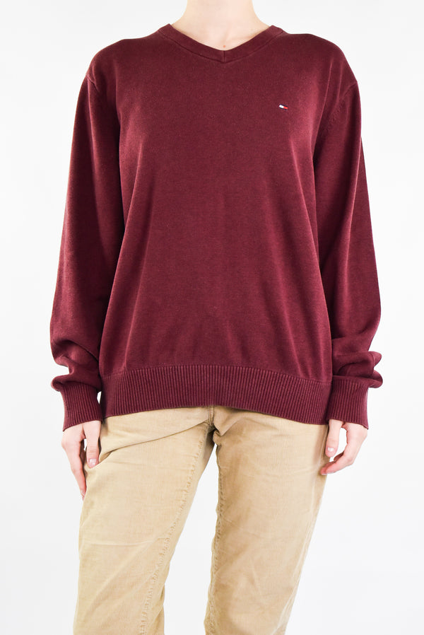 Burgundy V-neck Sweater