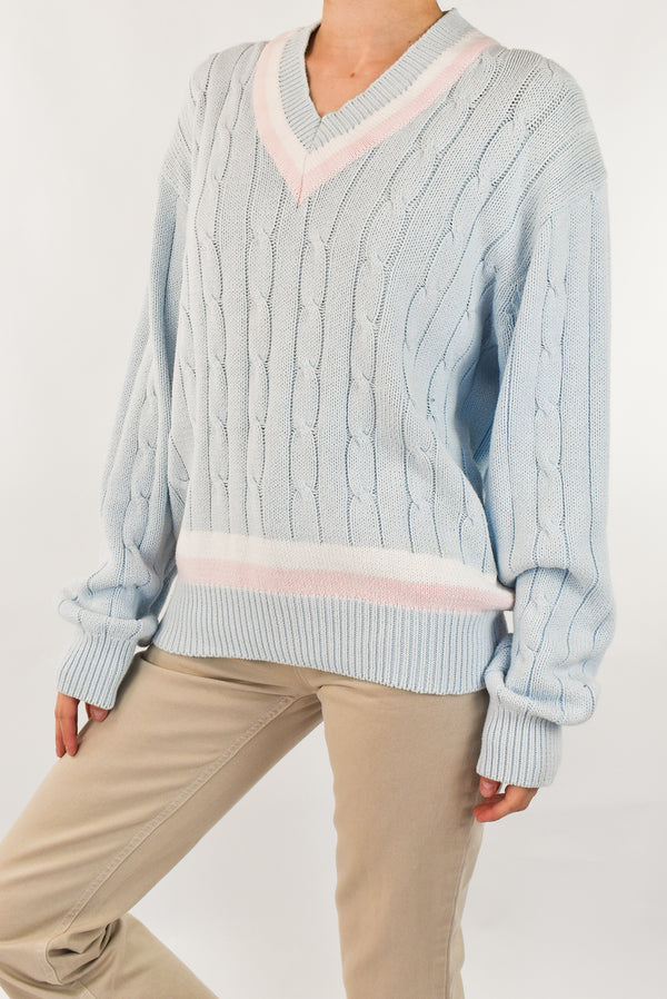 Light Blue Cable Sweater