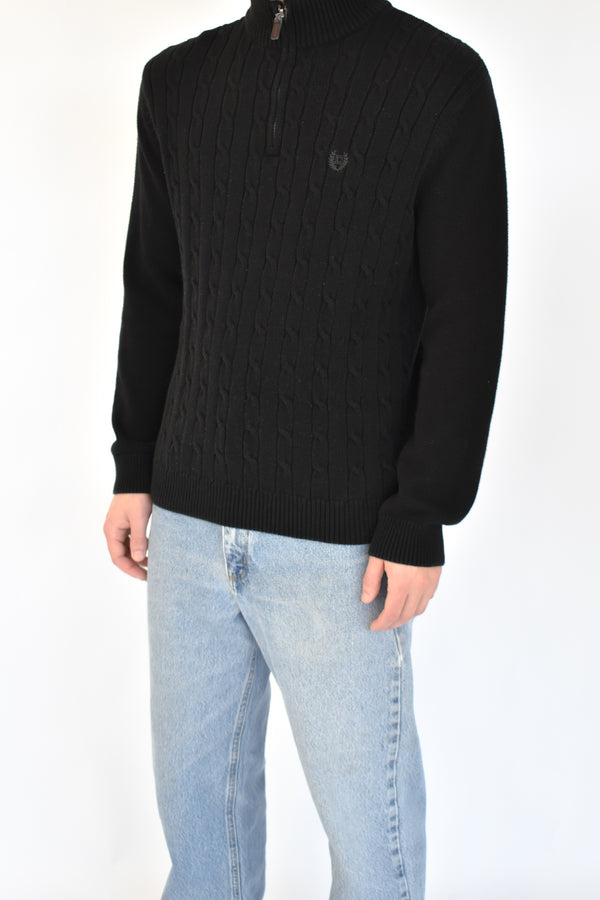 Black Cable Quarter Zip Sweater