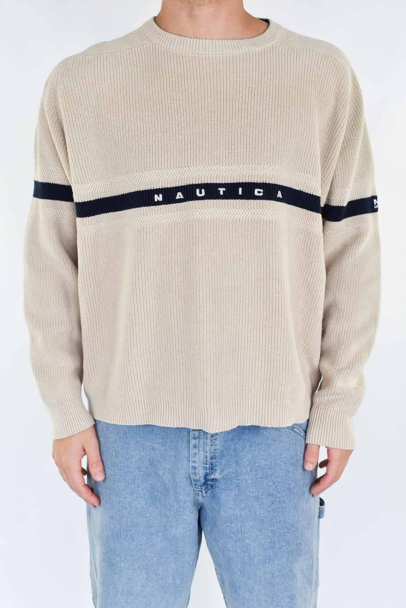 Beige Striped Sweater