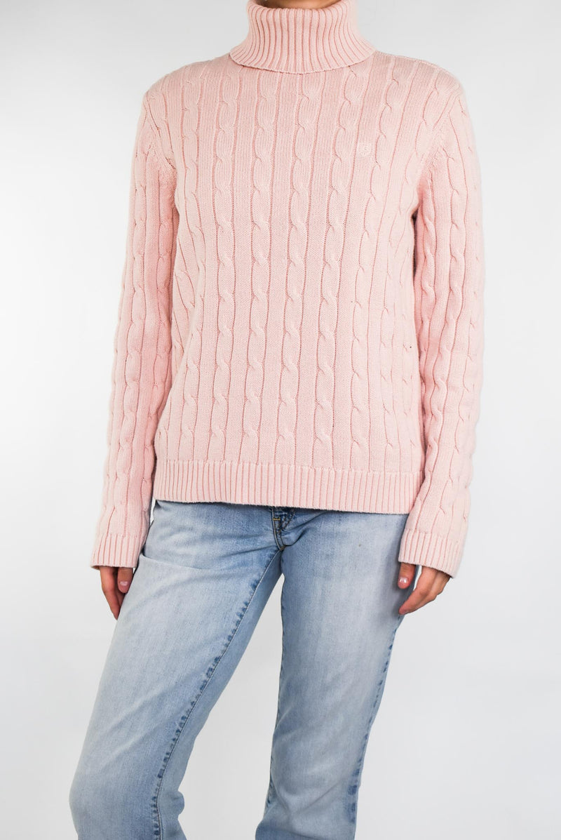 Pink Cable Turtleneck