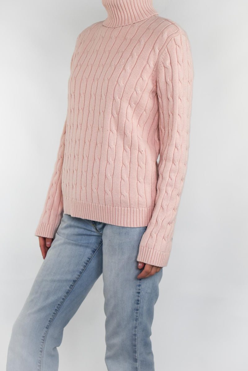 Pink Cable Turtleneck