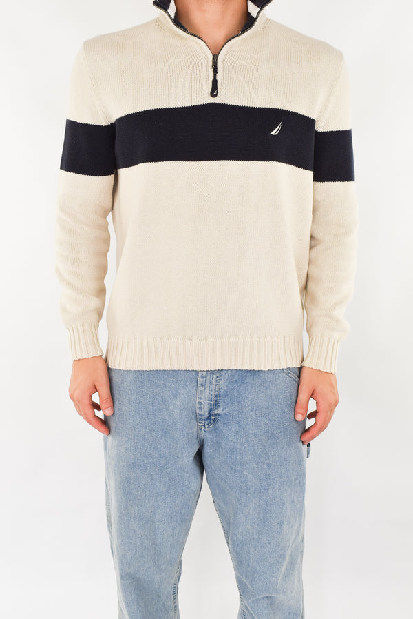 Cream Quarter Zip Sweater