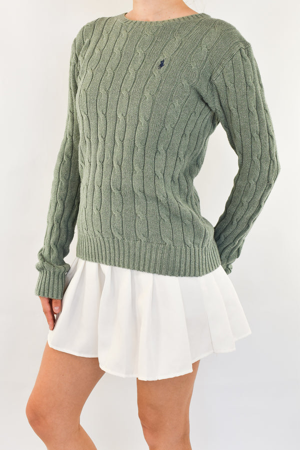 Olive Cable Sweater