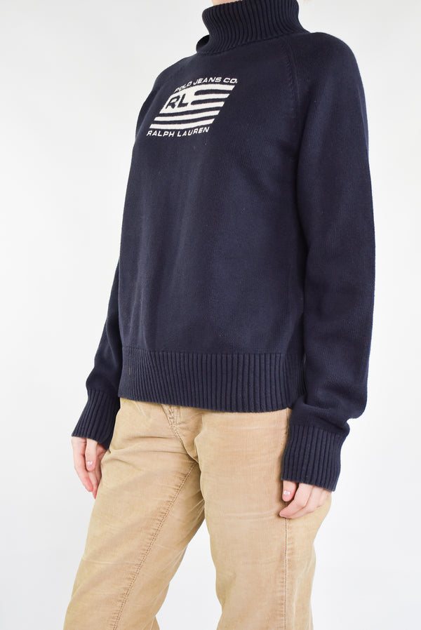 Navy Knitted Turtleneck Sweater