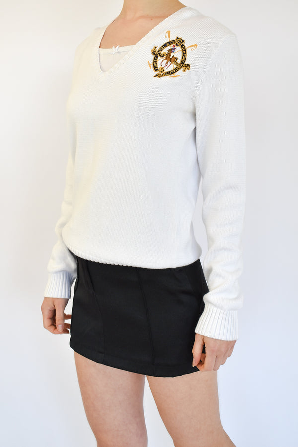 White V-Neck Sweater