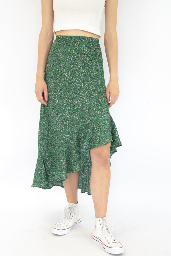 Green Flower Long Skirt