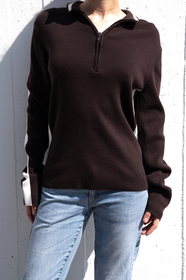 Brown Quarter Zip Sweater