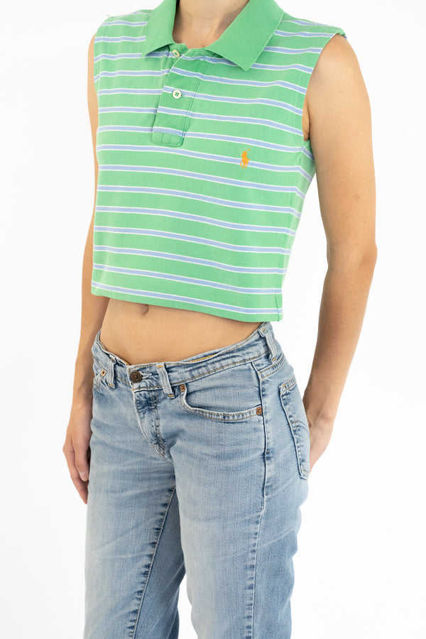 Green Striped Reworked Polo