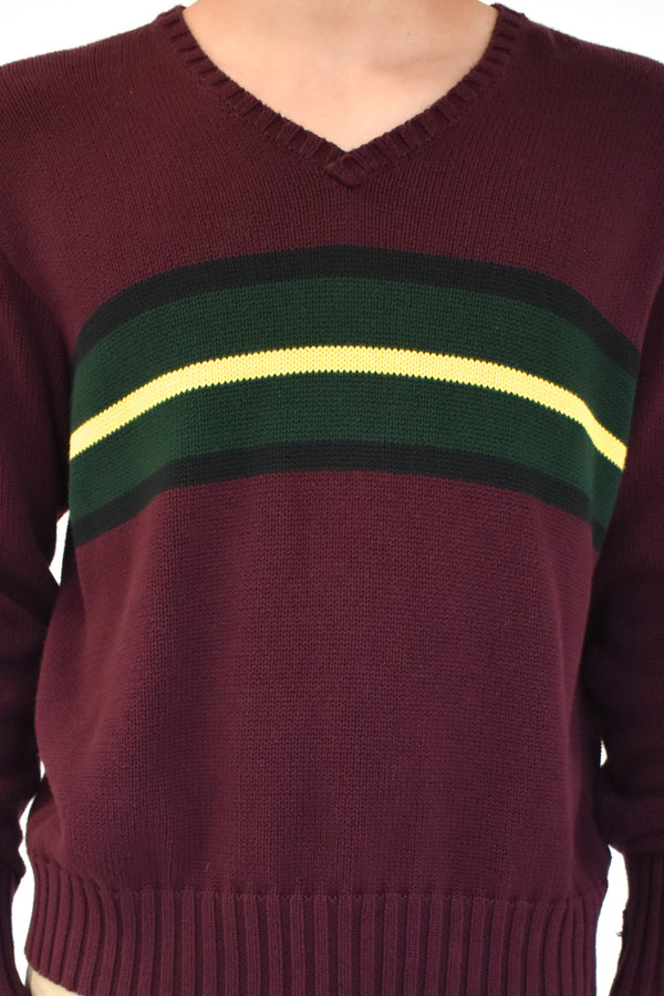 Burgundy V-Neck Sweater