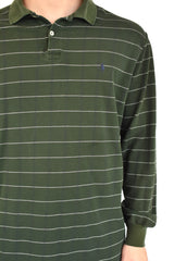 Green Striped Long Sleeved Polo