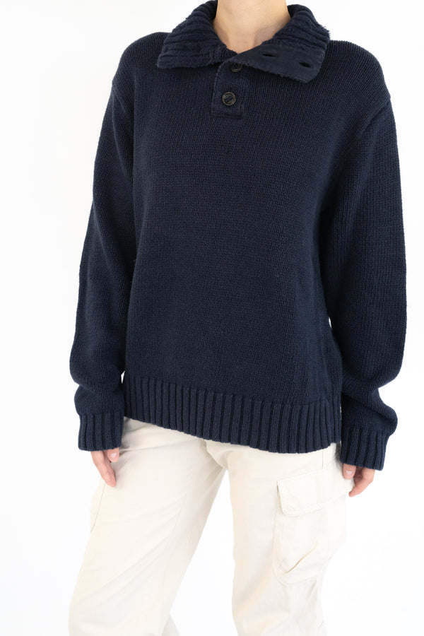 Navy Button Sweater
