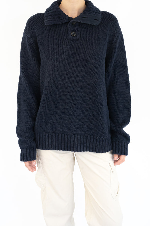 Navy Button Sweater