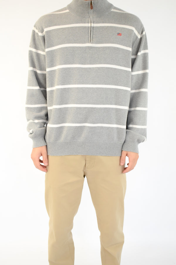 Striped Quarter Zip Sweater