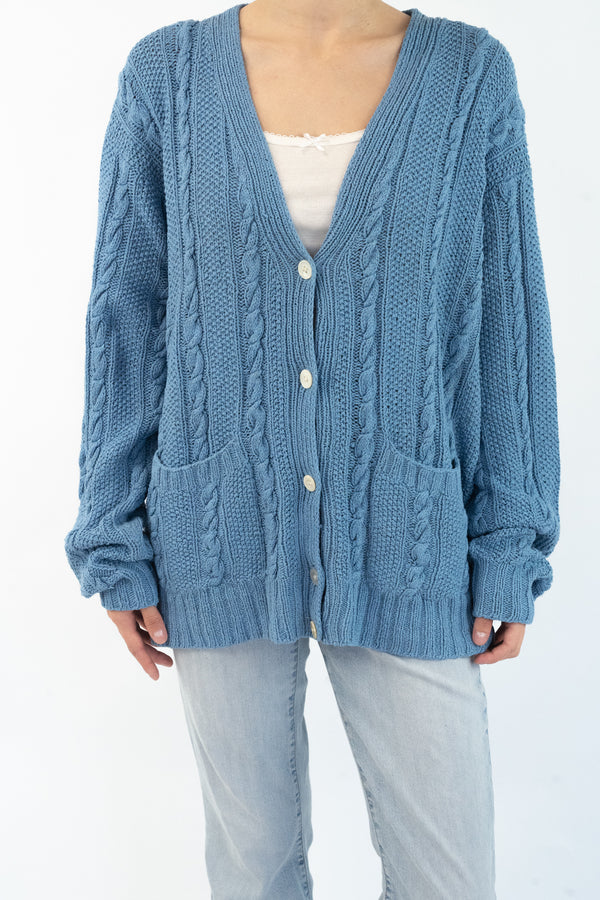 Blue Cable Cardigan