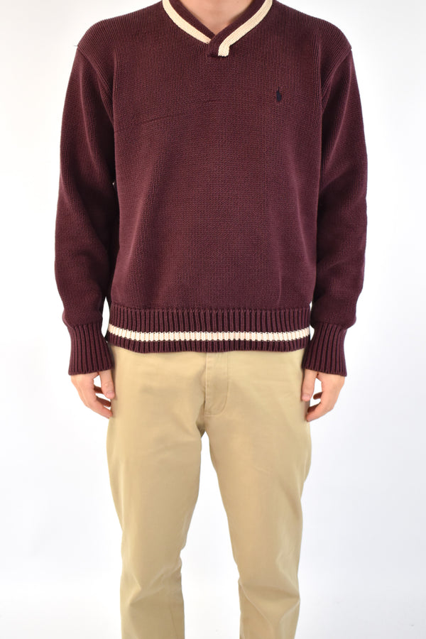 Burgundy V-Neck Sweater