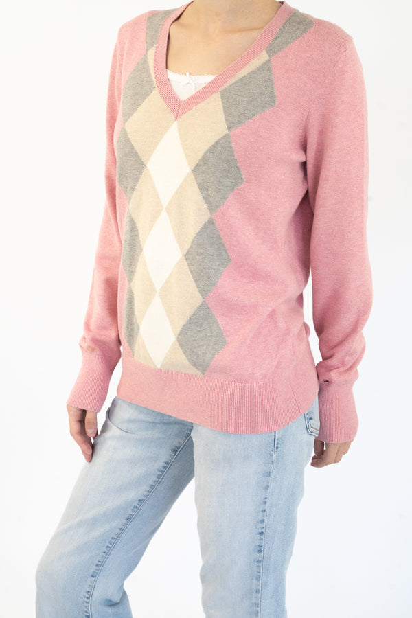 Pink Argyle Sweater
