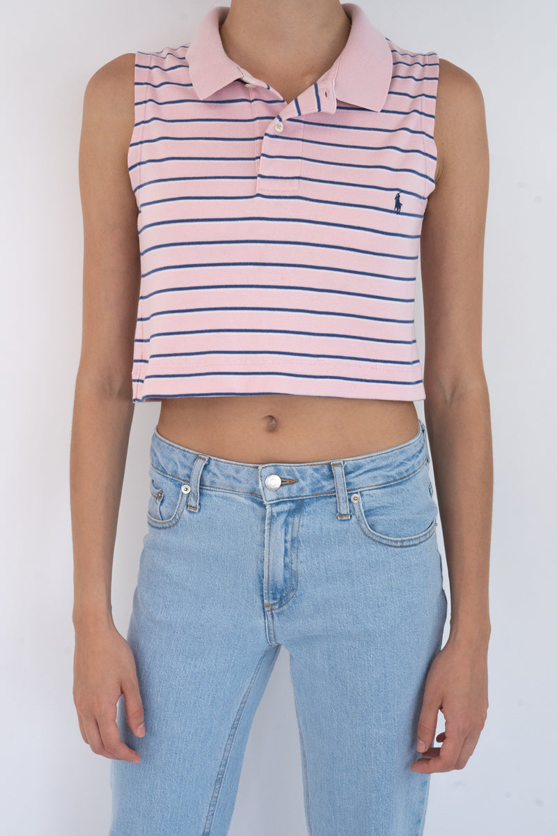 Pink Striped Reworked Polo