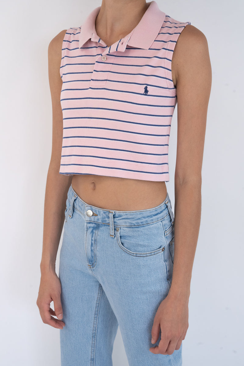 Pink Striped Reworked Polo