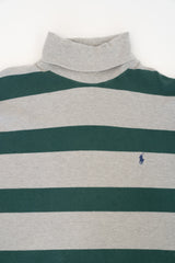 Green Striped Turtleneck Sweatshirt