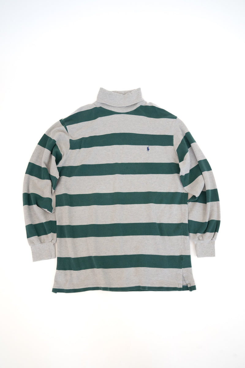 Green Striped Turtleneck Sweatshirt