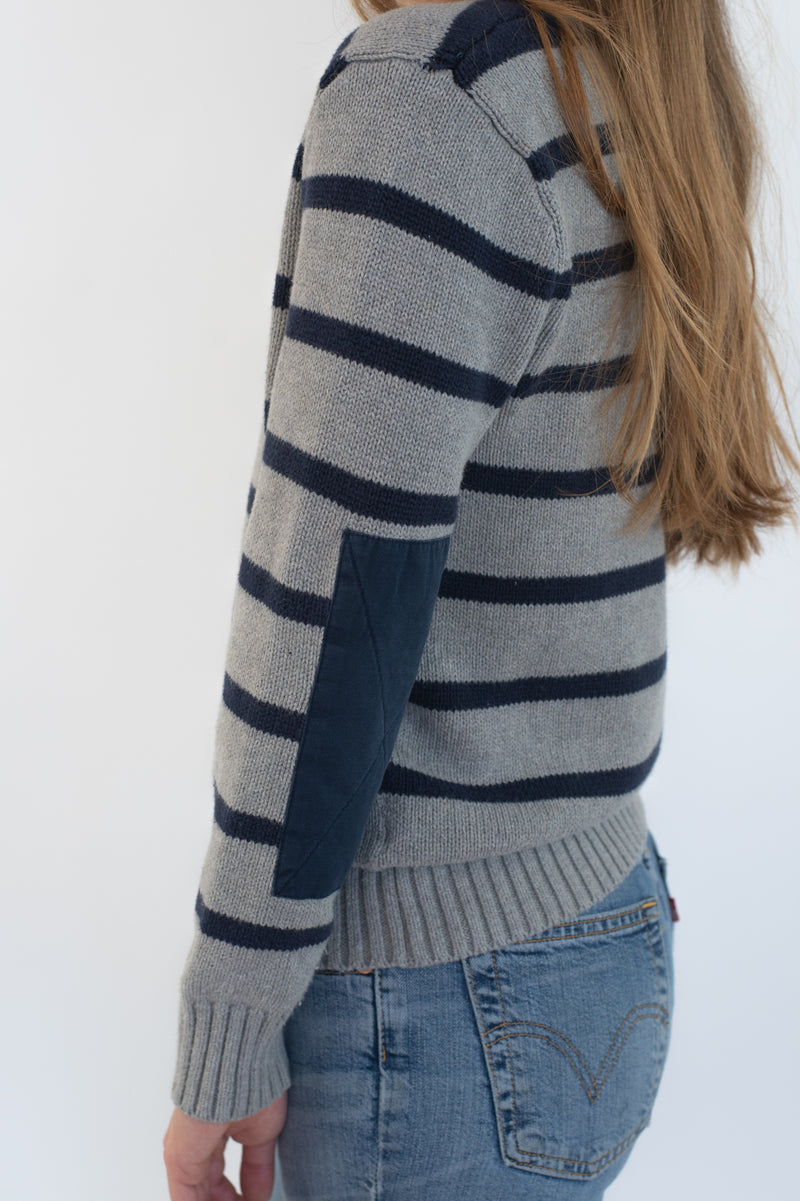 Grey Striped Knitted Sweater