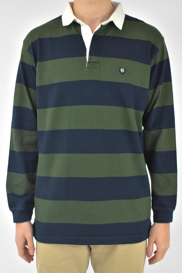 Green Striped Rugby Polo