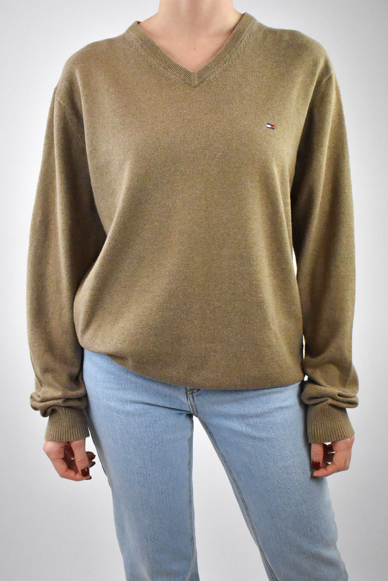 Camel V-Neck Sweater