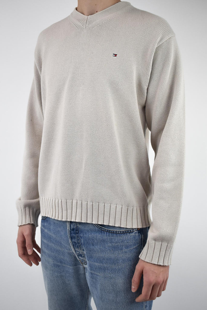 Beige V-Neck Sweater