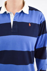 Navy Striped Rugby Polo