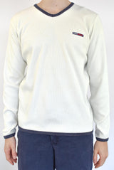 White V-Neck Long Sleeve T-Shirt