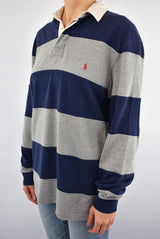 Grey Striped Rugby Polo
