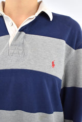 Grey Striped Rugby Polo
