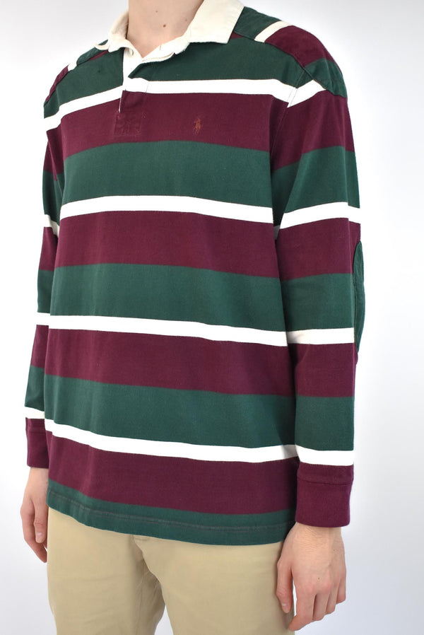 Green Striped Rugby Polo