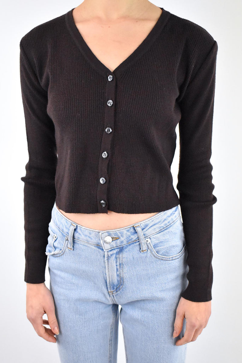 Brown Reworked Button Top