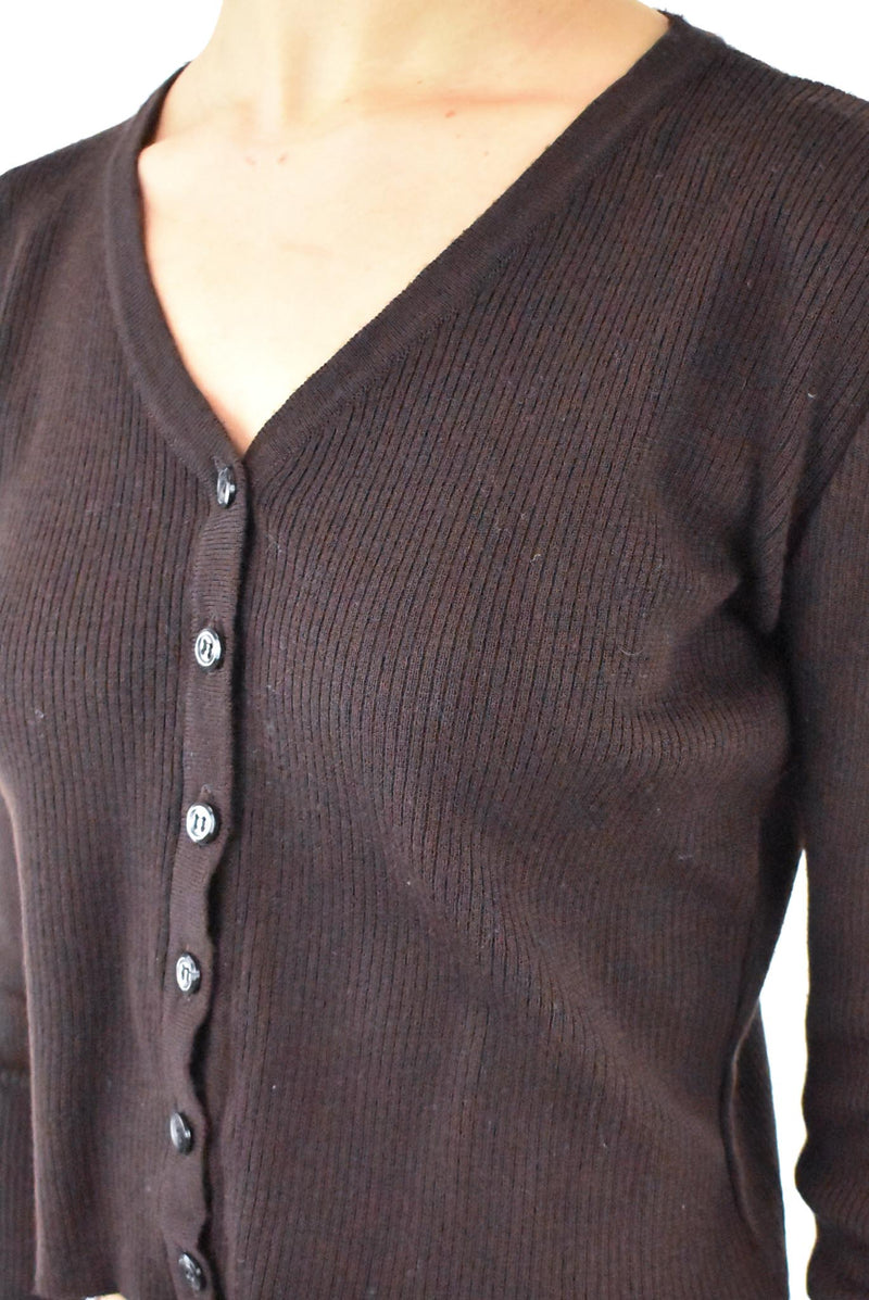 Brown Reworked Button Top