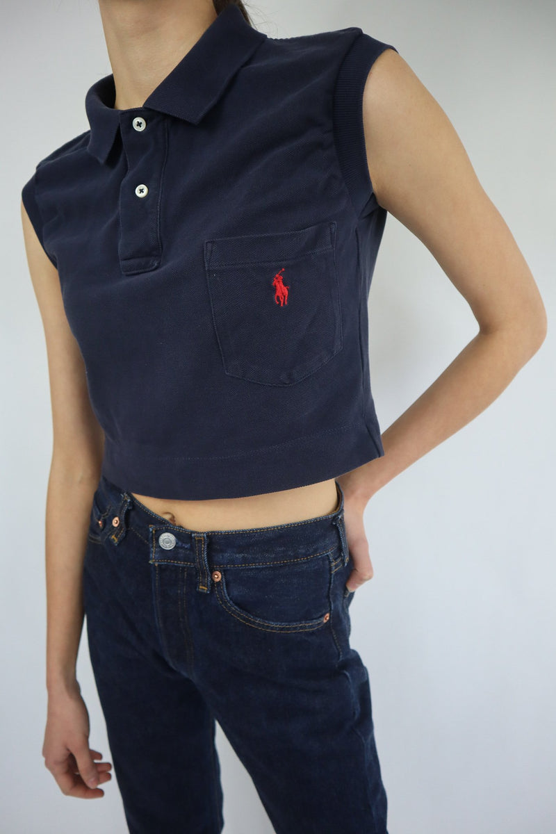 Navy Cropped Polo