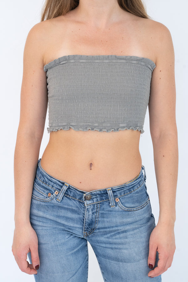 Olive Ribbed Tube Top