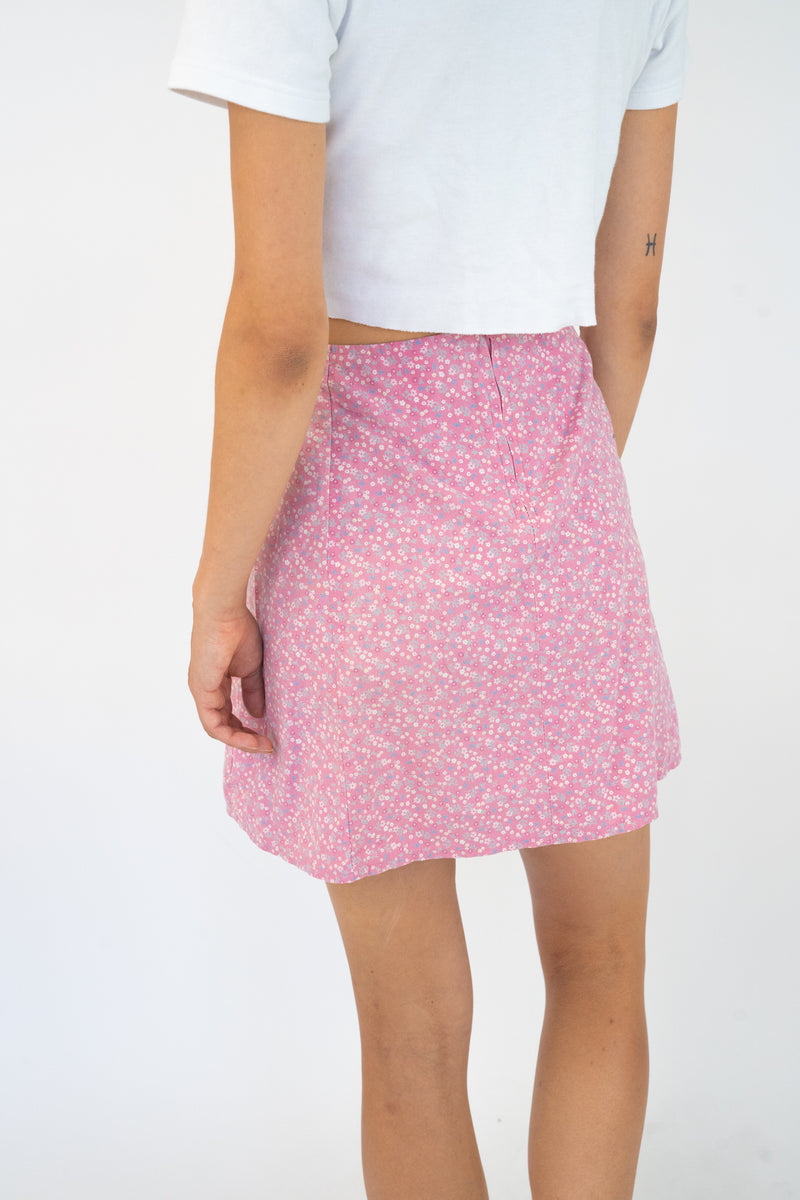 Pink Floral  Skirt