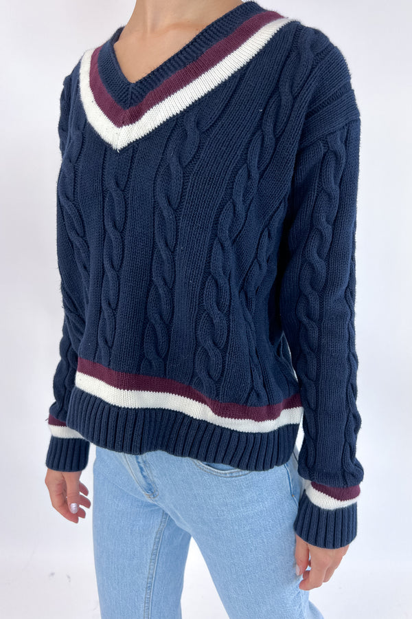 Navy Cable Sweater
