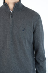 Grey Knitted Quarter Zip Sweater
