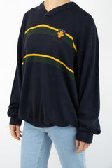 Striped Navy V-Neck Sweater