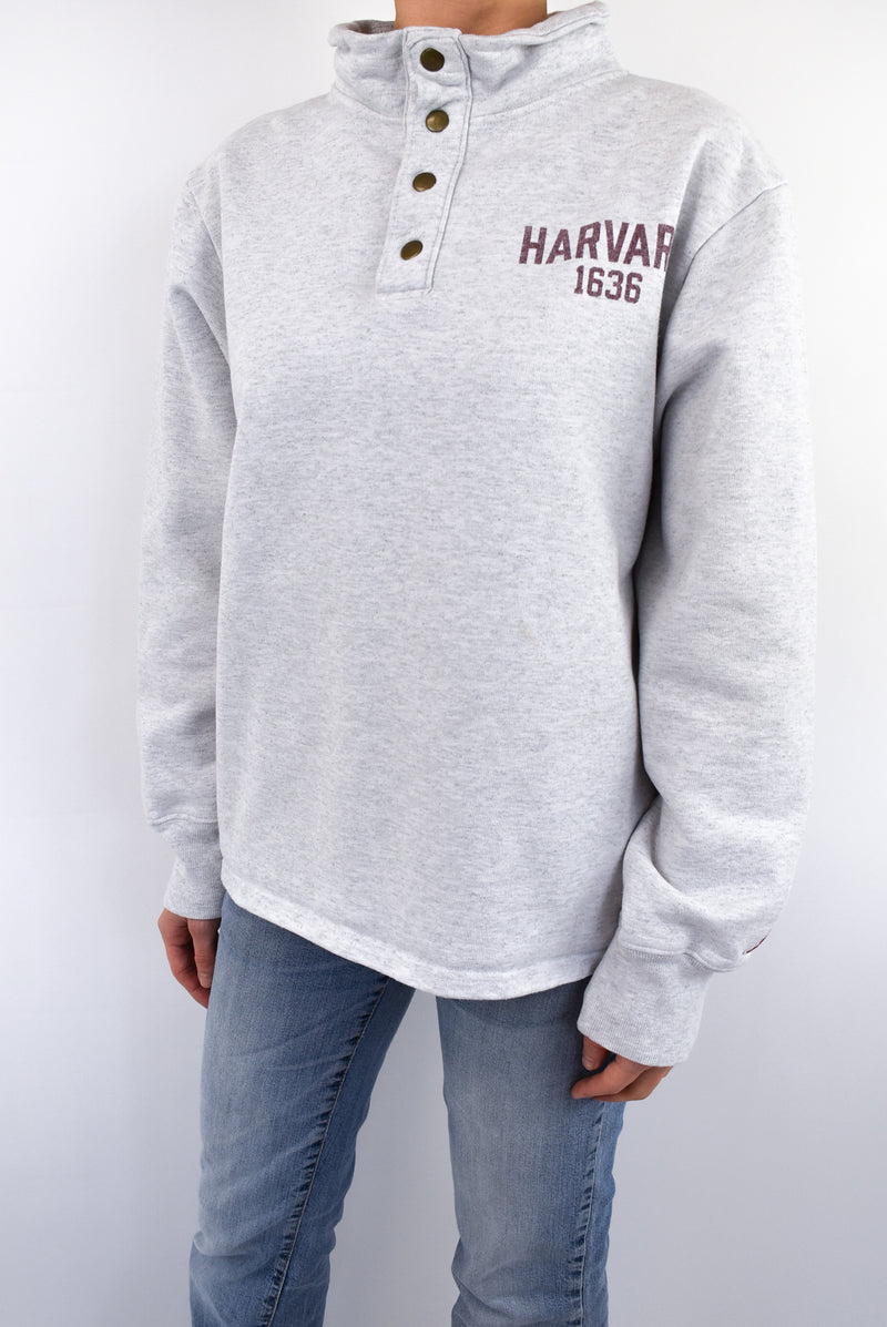 Harvard Grey Button Sweatshirt