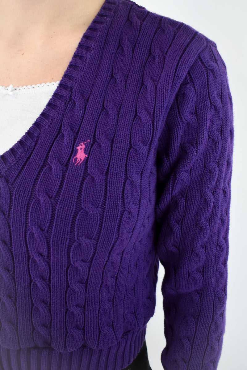 Reworked Purple Cable Sweater